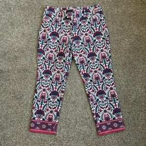 Ann Taylor LOFT Riviera Pant Marisa Fit 6P Pink Navy Paisley Medallion‎ Cropped